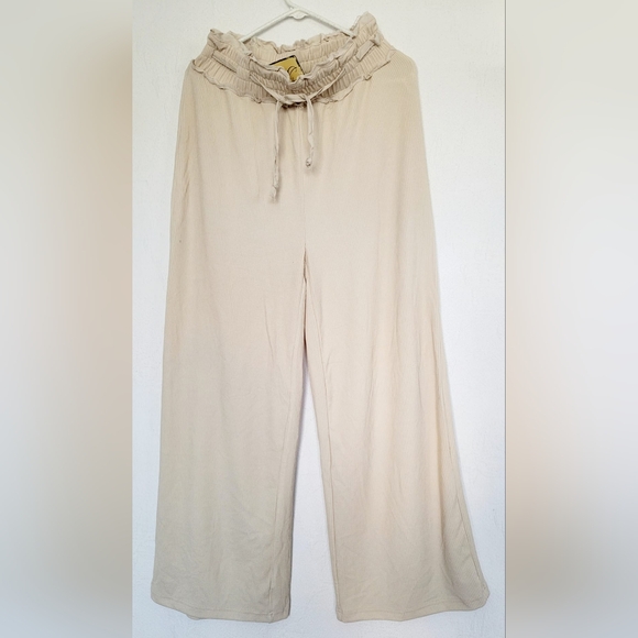 Vintage Havana Women's Rib Rayon Blend Wide Leg Pants Sand/Tan Small NWT - Picture 3 of 16